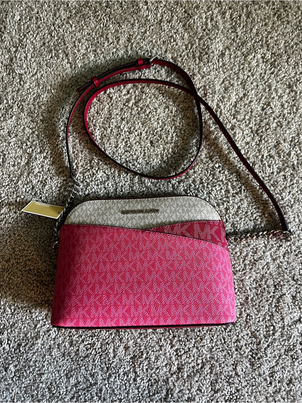 Michael Kors Pink And Beige Colorblock Crossbody Bag